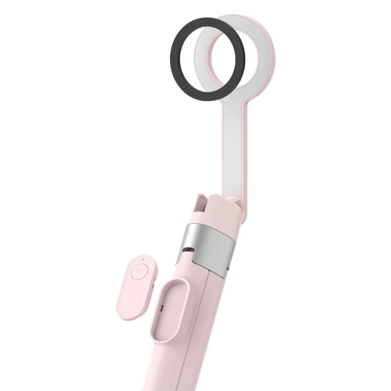 Tech-Protect Selfie stick kijek tripod do zdjęć Bluetooth - różowo szary