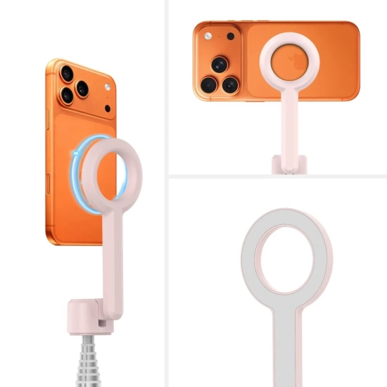 Tech-Protect Selfie stick kijek tripod do zdjęć Bluetooth - różowo szary