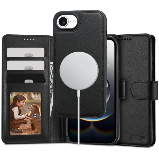 Tech-Protect Etui pokrowiec na iPhone 16e / 17e Wallet MagSafe - czarny mat