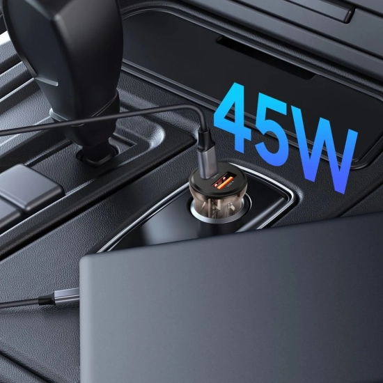 Tech-Protect Ładowarka samochodowa USB-A USB-C 45 W - czarna