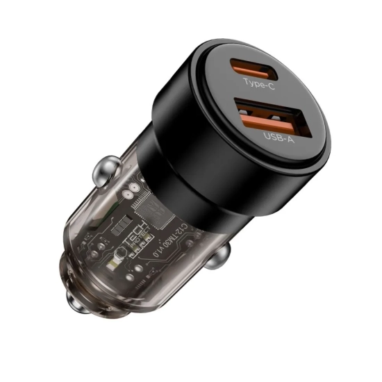 Tech-Protect Ładowarka samochodowa USB-A USB-C CC03 PD 75W - czarna