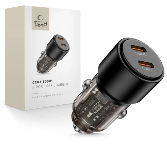 Tech-Protect Ładowarka samochodowa 2x USB-C PD 100W - czarna