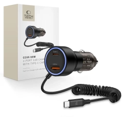Tech-Protect Ładowarka samochodowa + kabel USB-C CC05 PD 60 W - czarna