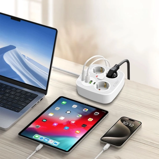 Tech-Protect Listwa zasilająca 3 gniazda sieciowe 2x USB-A 2x USB-C 200 cm