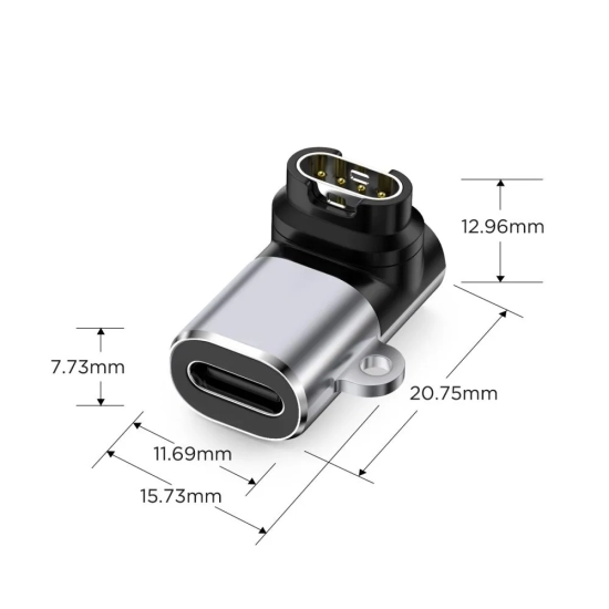 Tech-Protect Adapter przejściówka kątowa USB-C do zegarka Garmin - szary