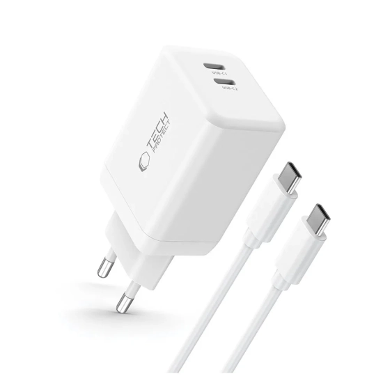 Tech-Protect Ładowarka sieciowa NC45W-GAN 2x USB-C 45W z kablem USB-C
