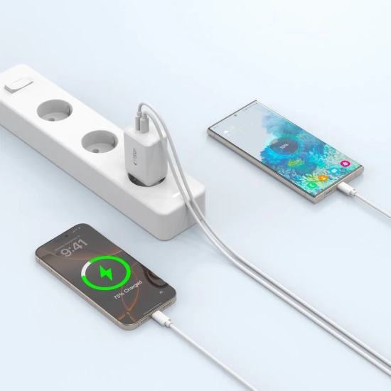 Tech-Protect Ładowarka sieciowa NC45W-GAN 2x USB-C 45W z kablem USB-C