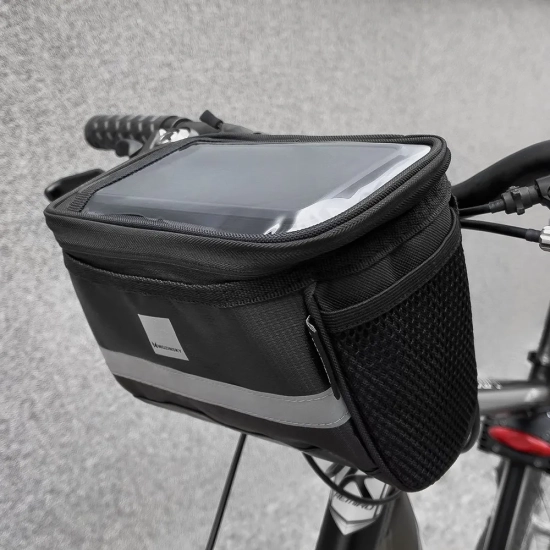 WOZINSKY Torba rowerowa na kierownicę z etui na telefon 2 l czarny