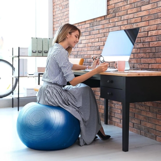 WOZINSKY Piłka gimnastyczna do ćwiczeń z pompką 65 cm - niebieska