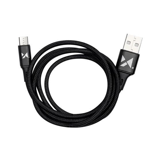 WOZINSKY Mocny kabel przewód w oplocie USB microUSB 2.4A 1m czarny