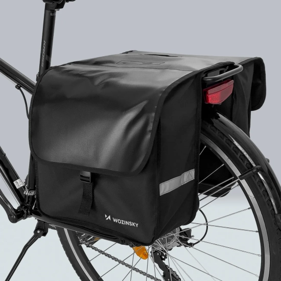 WOZINSKY Sakwa rowerowa na bagażnik podwójna 28 l czarna