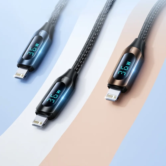 WOZINSKY Kabel przewód do iPhone USB-C - Lightning z wyświetlaczem LED 36W