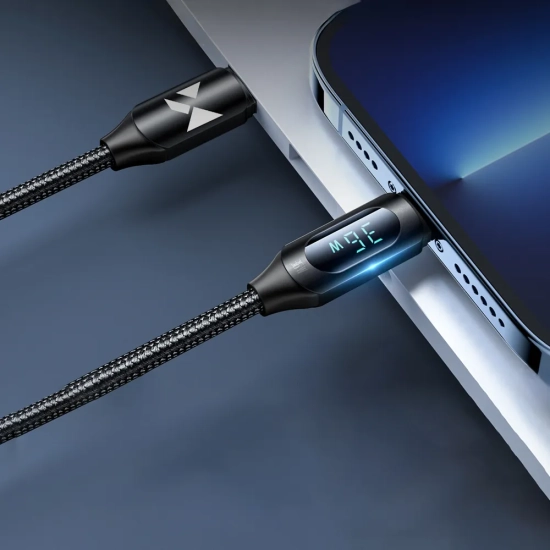 WOZINSKY Kabel przewód do iPhone USB-C - Lightning z wyświetlaczem LED 36W