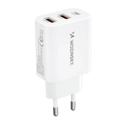 WOZINSKY Ładowarka sieciowa 100-240V 30W USB-C 2x USB-A biała