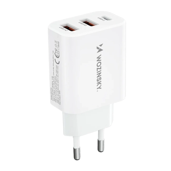 WOZINSKY Ładowarka sieciowa 100-240V 30W USB-C 2x USB-A biała