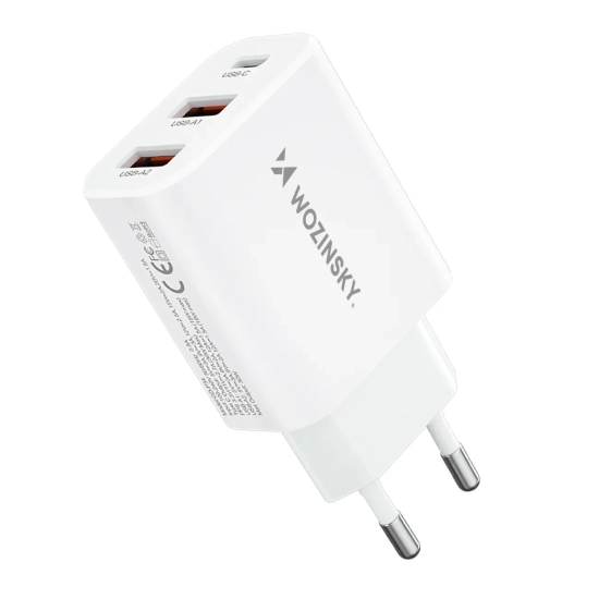 WOZINSKY Ładowarka sieciowa 100-240V 30W USB-C 2x USB-A biała
