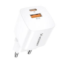 WOZINSKY Ładowarka sieciowa PD QC 3.0 100-240V 20W USB-C USB-A biała