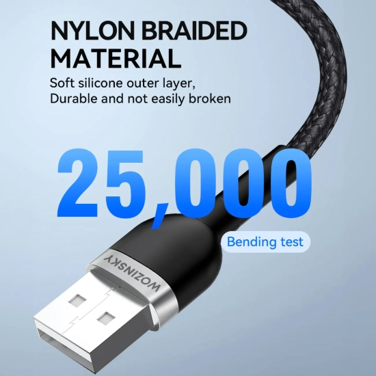 WOZINSKY Kabel przewód do iPhone w oplocie USB-A - Lightning 2.4A 2m czarny