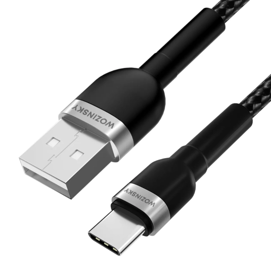 WOZINSKY Kabel przewód w oplocie USB-A - USB-C 2.4A 1m czarny