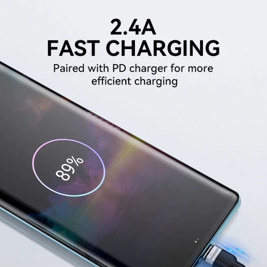 WOZINSKY Kabel przewód w oplocie USB-A - USB-C 2.4A 1m czarny