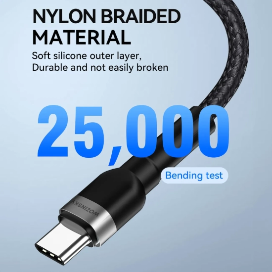 WOZINSKY Kabel przewód w oplocie USB-A - USB-C 2.4A 1m czarny