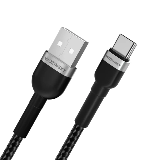 WOZINSKY Kabel przewód w oplocie USB-A - USB-C 2.4A 2m czarny