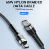 WOZINSKY Kabel przewód w oplocie USB-C - USB-C PD 65W 1m czarny