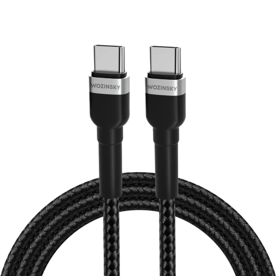 WOZINSKY Kabel przewód w oplocie USB-C - USB-C PD 65W 2m czarny