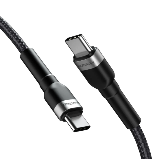 WOZINSKY Kabel przewód w oplocie USB-C - USB-C PD 65W 2m czarny