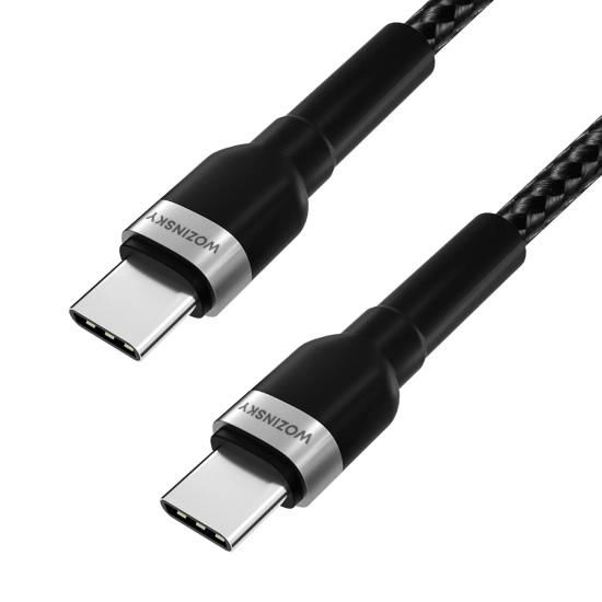WOZINSKY Kabel przewód w oplocie USB-C - USB-C PD 65W 2m czarny