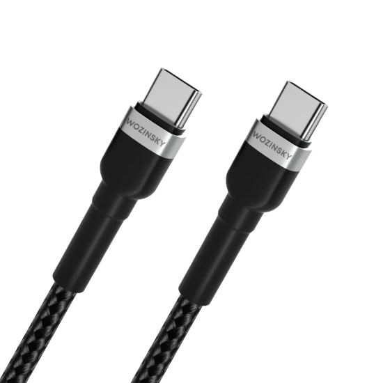 WOZINSKY Kabel przewód w oplocie USB-C - USB-C PD 65W 2m czarny