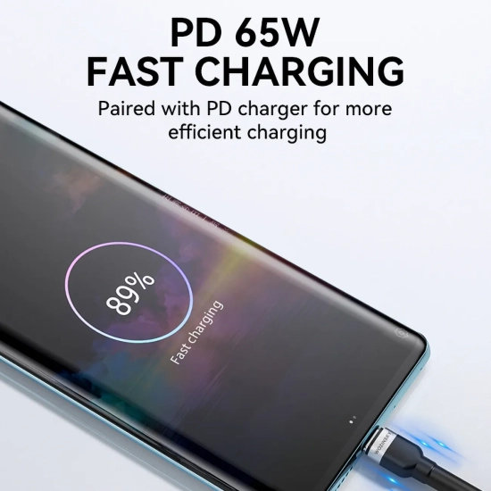 WOZINSKY Kabel przewód w oplocie USB-C - USB-C PD 65W 2m czarny