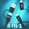WOZINSKY 4w1 Uniwersalny kabel przewód 2x USB-C 1x USB-A 1x Lightning 60W