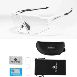 ROCKBROS Okulary rowerowe fotochromowe z filtrami UV 400 UVA i UVB białe