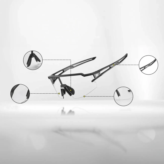 ROCKBROS Okulary rowerowe fotochromowe z filtrami UV 400 UVA i UVB czarne