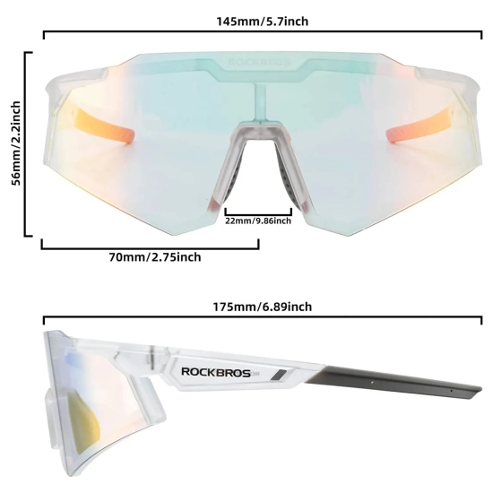 ROCKBROS Okulary rowerowe fotochromowe z filtrami UV 400 UVA i UVB białe