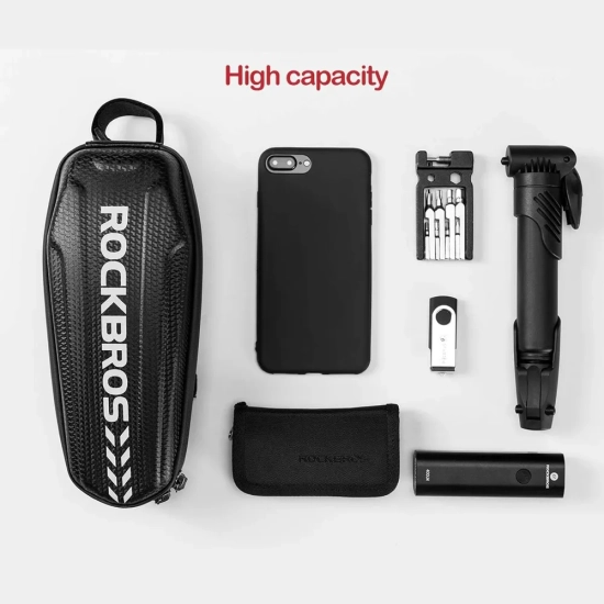 ROCKBROS Twarda torba rowerowa wodoszczelna mocowana na ramę 1.1L czarna