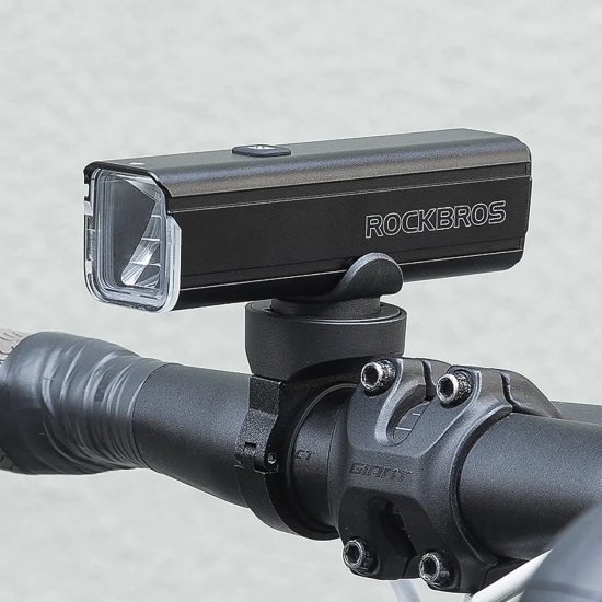ROCKBROS Lampka rowerowa przednia 1000 lm z kablem USB-C - USB-A - czarna