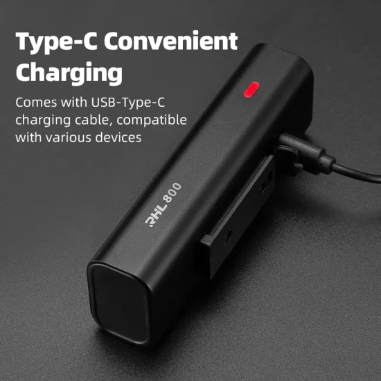 ROCKBROS Lampka rowerowa przednia 800lm + kabel USB-C 4 tryby pracy