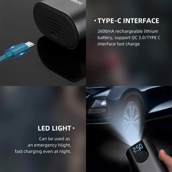 ROCKBROS Elektryczna pompka rower motor auto piłka 10 bar z wyświetlaczem
