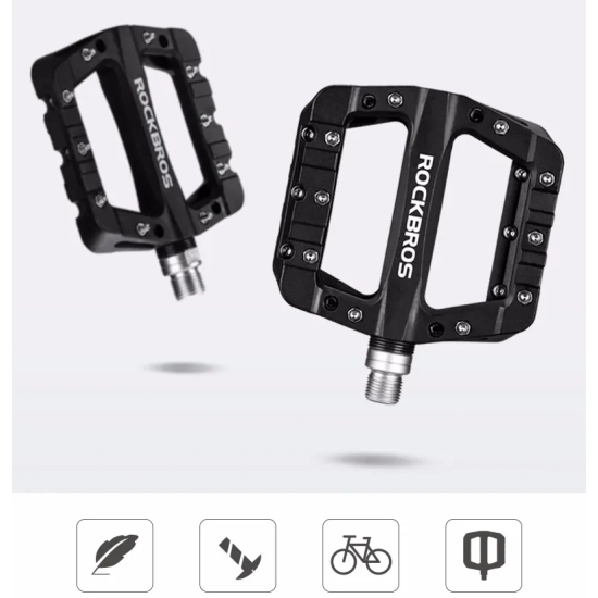 ROCKBROS Zestaw pedałów rowerowych MTB atntypoślizgowe nylon i stal czarny