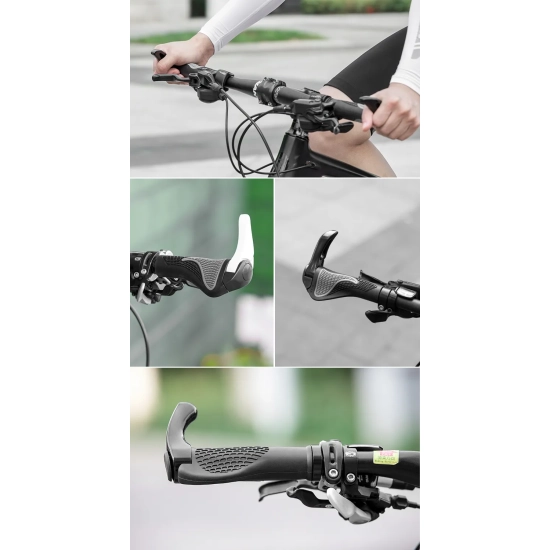 ROCKBROS Zestaw gripów rączek rowerowych z rogami antypoślizgowe - czarny