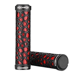 ROCKBROS Gripy rowerowe chwyty z gumy przyczepne śr. 22mm czarno-czerwone
