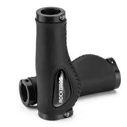 ROCKBROS Skórzane gripy uchwyty rowerowe na kierownicę śr. 22mm - czarne