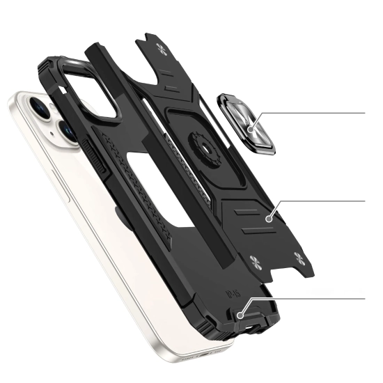 WOZINSKY Pancerne etui z uchwytem na palec do iPhone 15 Plus Ring Armor