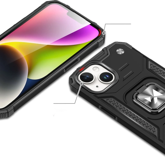WOZINSKY Pancerne etui z uchwytem na palec do iPhone 15 Plus Ring Armor