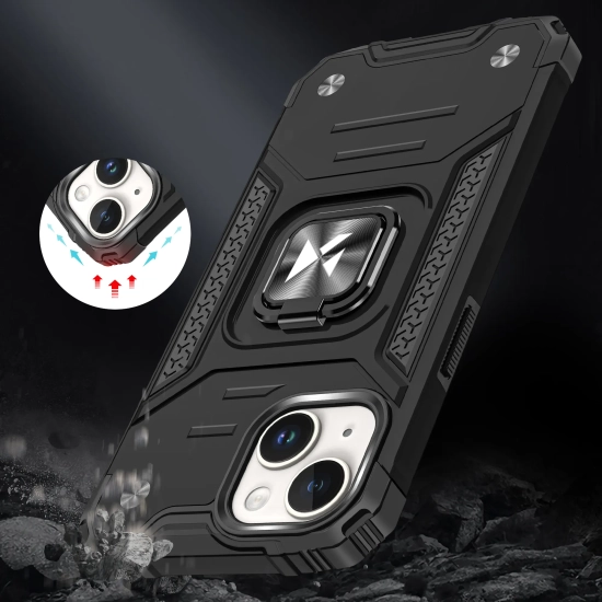WOZINSKY Pancerne etui z uchwytem na palec do iPhone 15 Plus Ring Armor