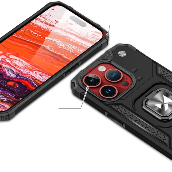 WOZINSKY Pancerne etui z uchwytem na palec do iPhone 15 Pro Ring Armor