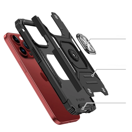 WOZINSKY Pancerne etui z uchwytem na palec do iPhone 15 Pro Ring Armor