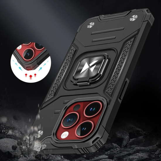 WOZINSKY Pancerne etui z uchwytem na palec do iPhone 15 Pro Ring Armor